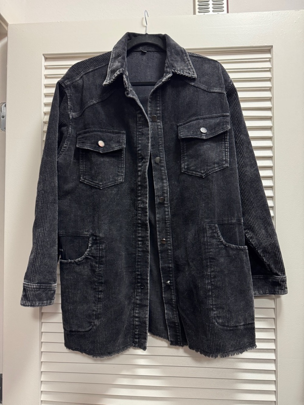Black Corduroy Button-Up Jacket